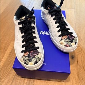 P448 Women's John White and Black Floral Sneakers size 38